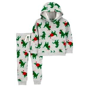Carter's Gray Set with Green Dinosaur Print